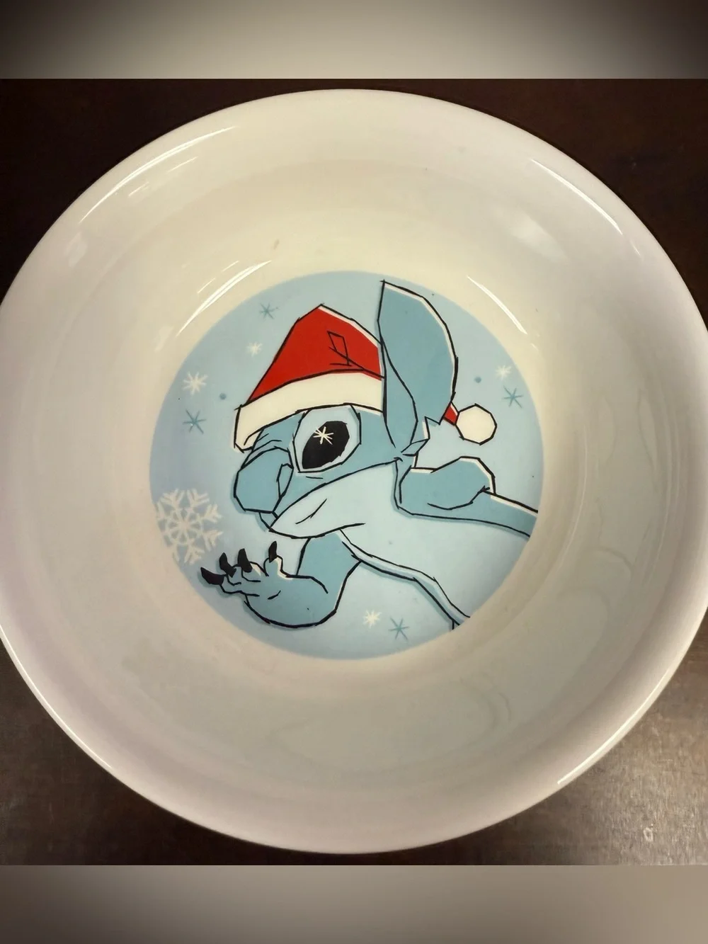Disney Lilo & Stitch Ceramic Pet Cat Dog Food Bowl Non Slip Rubber Feet Santa